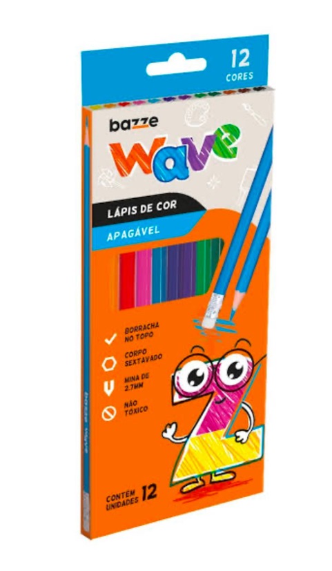 LAPIS DE COR BAZZE WAVE APAGAVEL C/12