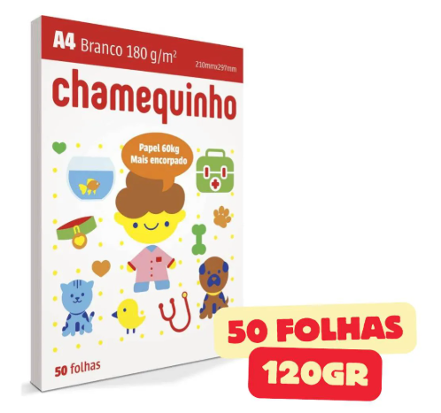 PAPEL 40KG CHAMEQUINHO C/50 FOLHAS BRANCO