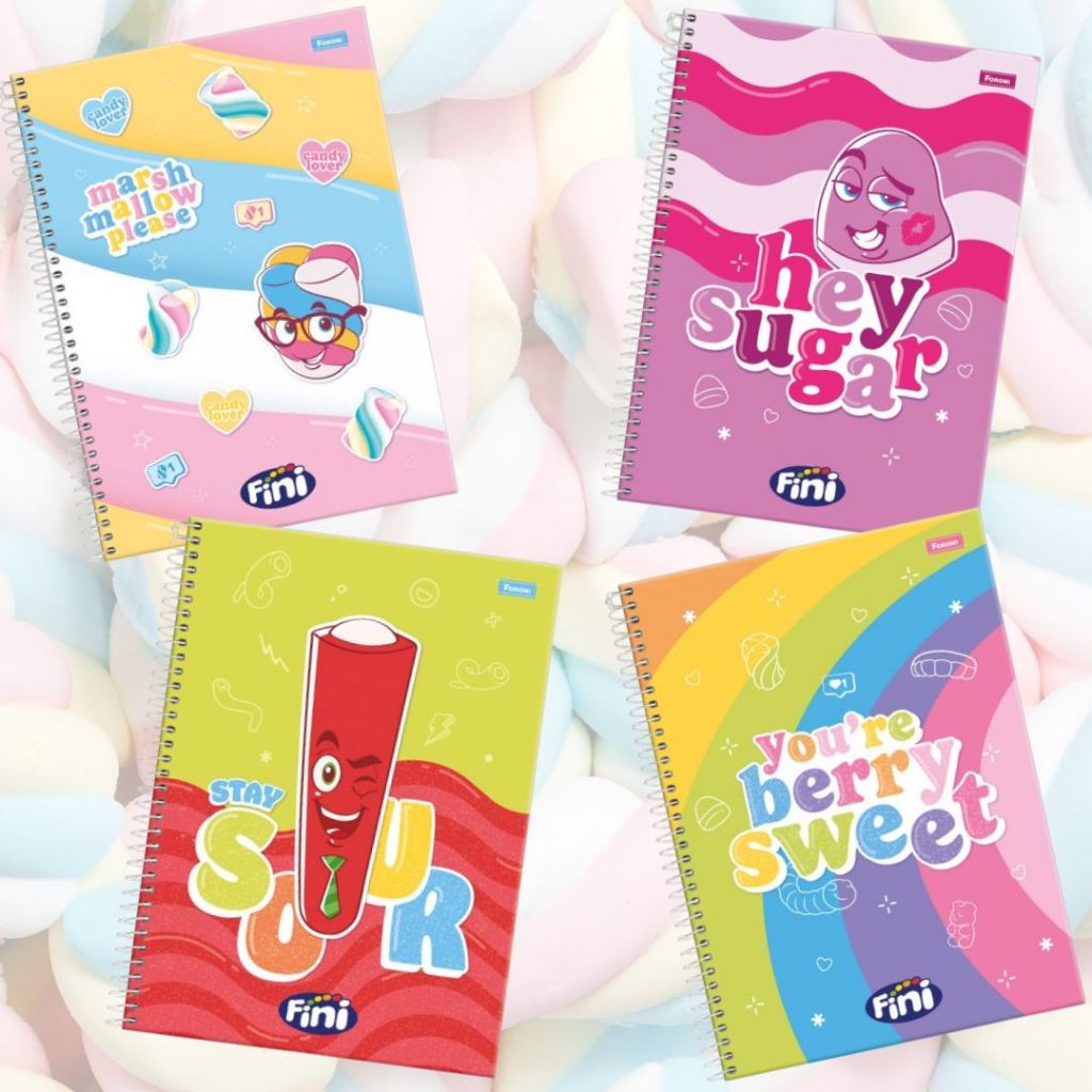 CADERNO COM CHEIRO FINI 10 MA?RIAS FORONI 160F CAPA DURA UNIVERSIT?RIO - CAPAS SORTIDAS