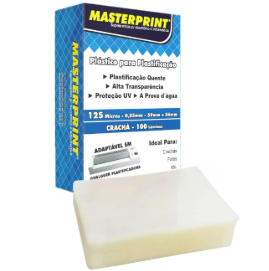 PLASTICO POLASEAL PARA PLASTIFICA¿¿O DE CRACHAS  MASTERPRINT 125 MICRAS 59MM X 86MM