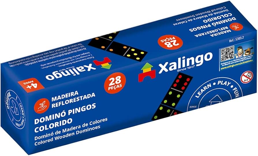 DOMINO XALINGO PINGOS COLORIDO EM MADEIRA