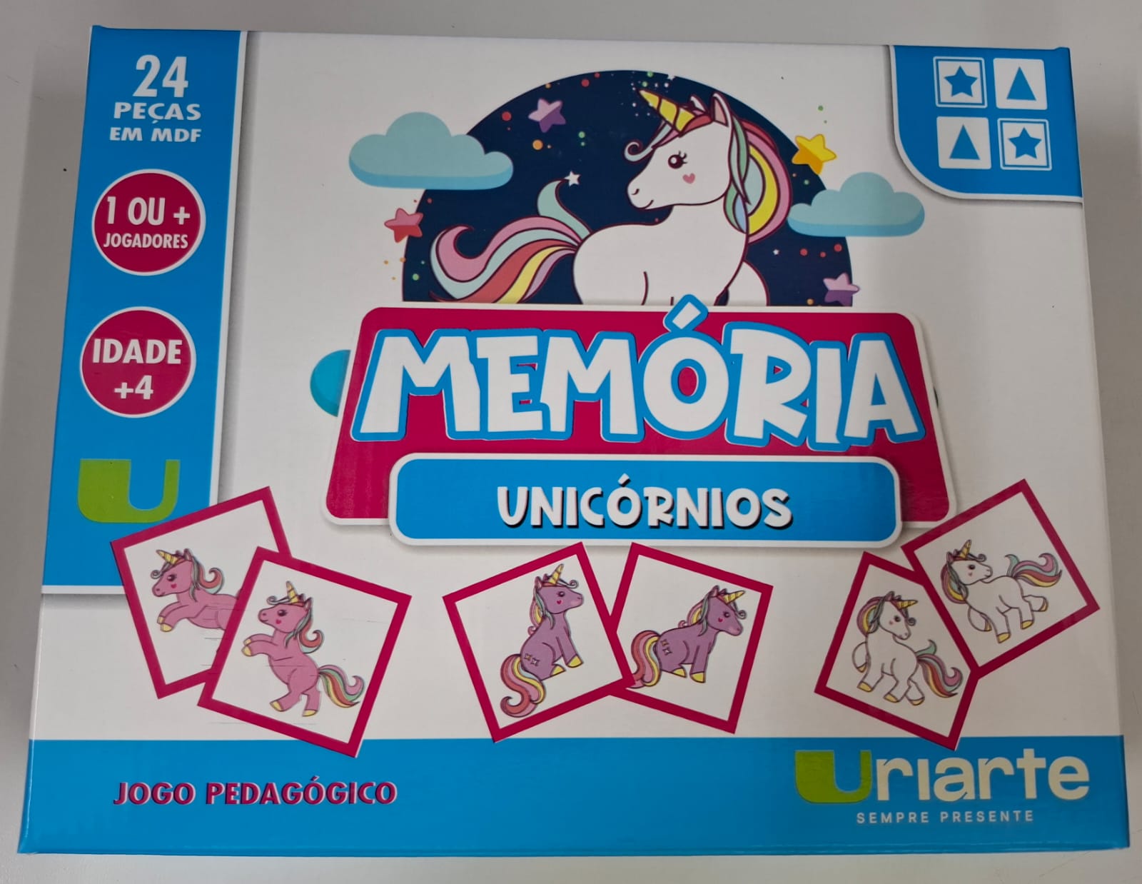 JOGO DA MEMORIA PEDAGOGICO URIARTE UNICORNIOS 24 PECAS EM MDF
