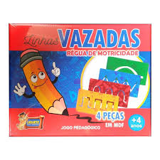 JOGO PEDAGOGICO URIARTE LINHAS VAZADAS REGUA DE MOTRICIDADE 04 PECAS EM MDF