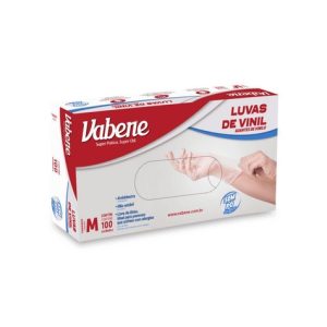 LUVA VINIL VABENE M SEM PO COM 100 UNIDADES