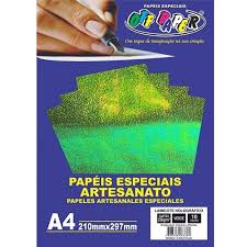 PAPEL OFF PAPER LAMICOTE HOLOGRAFICO 250G A4 10F VERDE