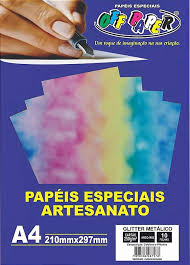 PAPEL OFF PAPER GLITTER METALICO 250G A4 10F ARCO IRIS