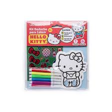 KIT DEDOCHE LEO&LEO BLISTER HELLO KITTY CONTEM 6 CARDS PARA COLORIR 6 CANETINHAS COLORIDAS E 1 CARTELA DE ADESIVOS