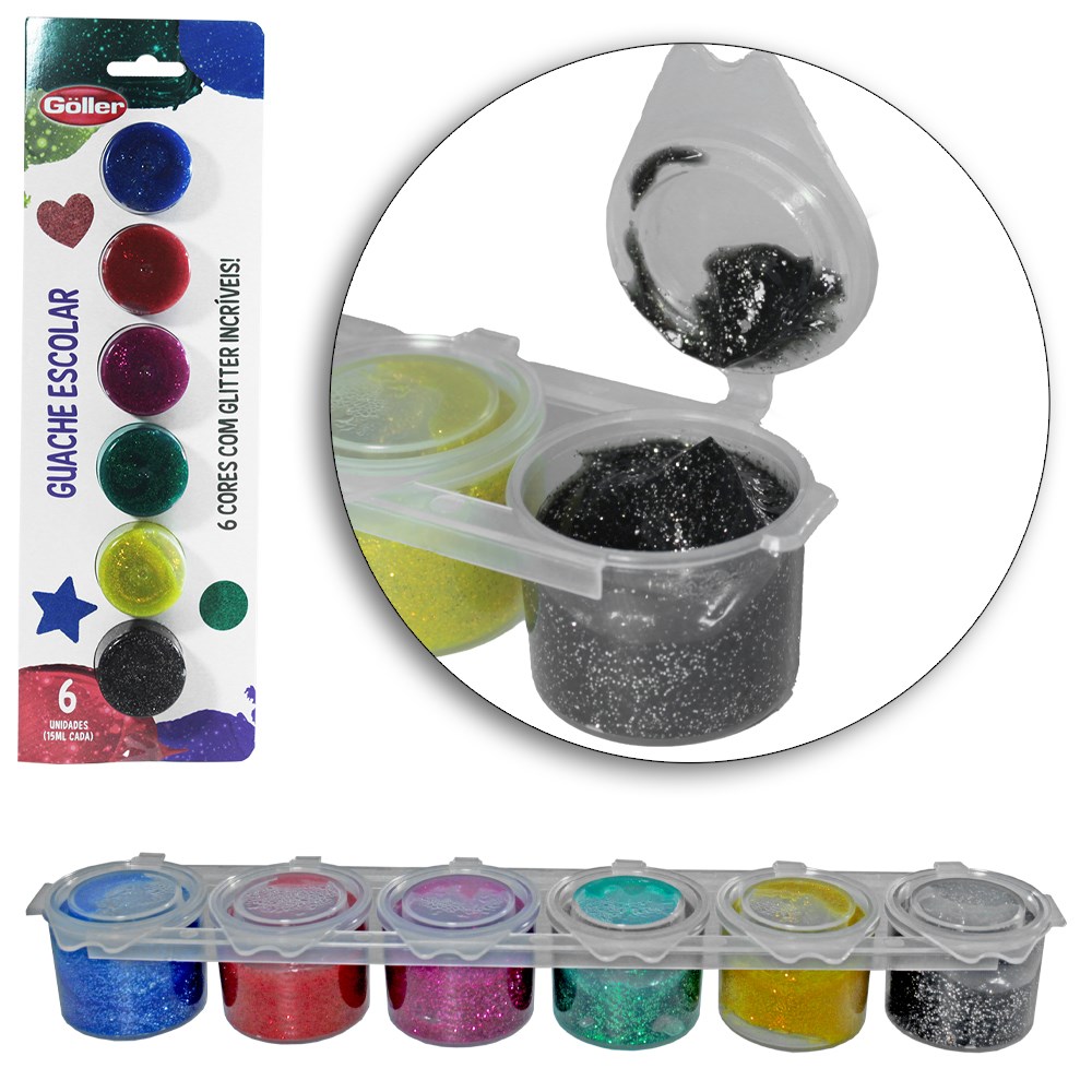 TINTA GUACHE GLITTE GOLLER BL C/6 G-1622