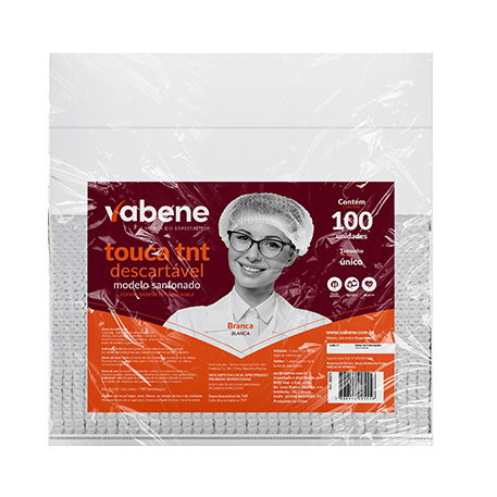 TOUCA VABENE DESCARTAVEL TNT SANFONADA COM 100 BRANCA