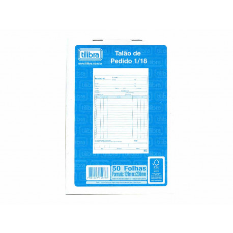 BLOCO TILIBRA PEDIDO 1VIA 1/18 50FOLHAS 155772
