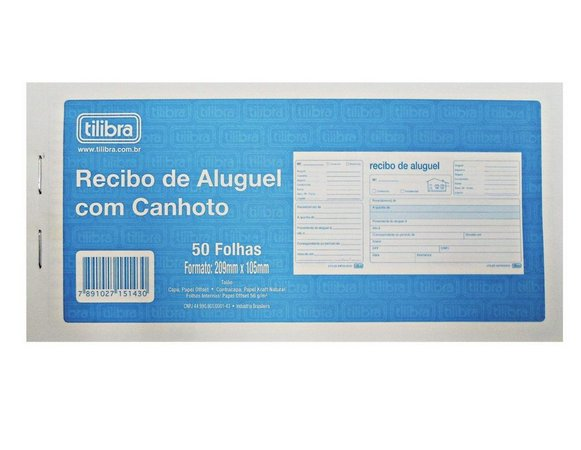 BLOCO TILIBRA RECIBO DE  ALUGUEL COM CANHOTO 50FLS 151432