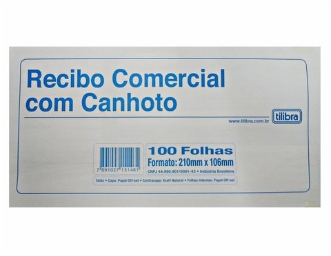BLOCO TILIBRA RECIBO COM CANHOTO 100FOLHAS 151467