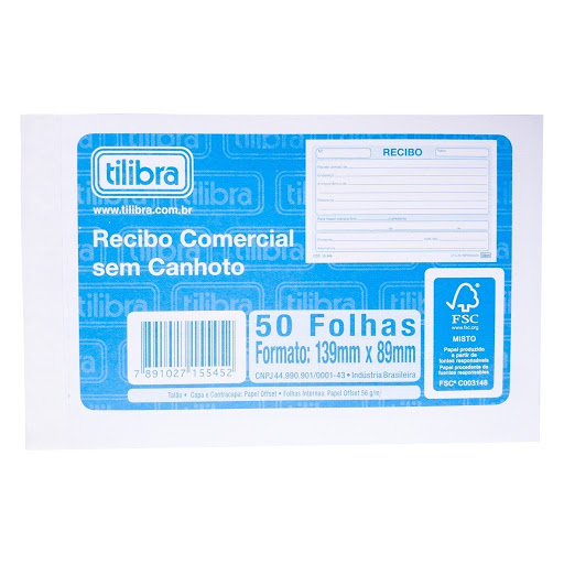 BLOCO TILIBRA RECIBO S/CANHOTO PEQUENO 50FOLHAS 155454