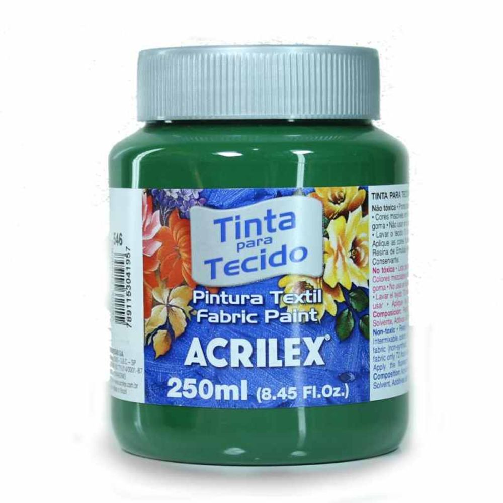 TINTA ACRILEX TECIDO 250ML 4125 510 VERDE FOLHA