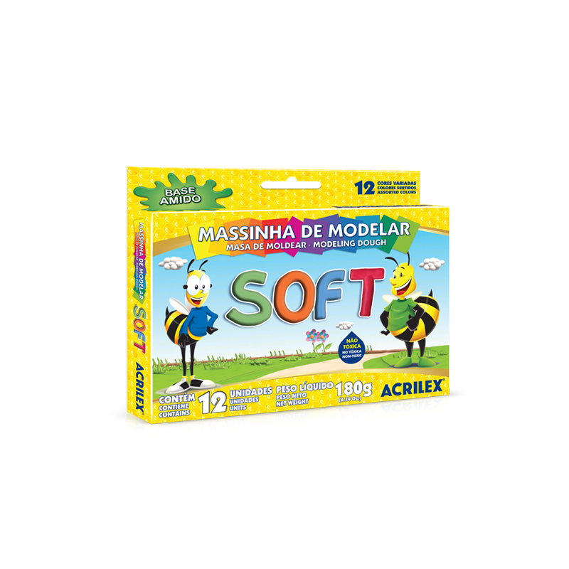 MASSA DE MODELAR ACRILEX SOFT C/12 180G 7312